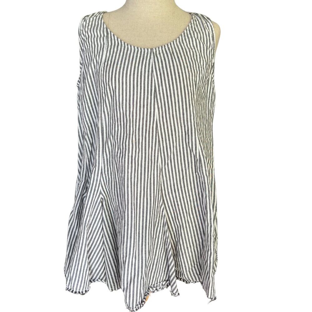 Tulip Womens Tunic Dress M Boho Peasant Lagenlook Sleeveless Geometric‎ Stripes